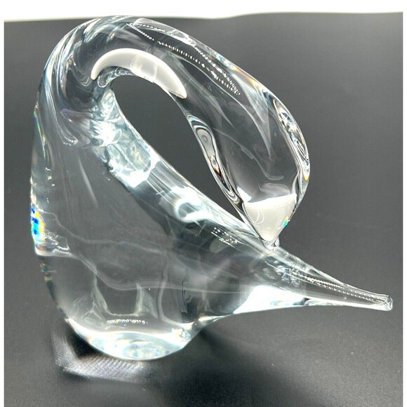 Marcolin Swedish Crystal Swan Art Glass Signed Hand Blown Murano Styled Glass - Picture 9 of 16